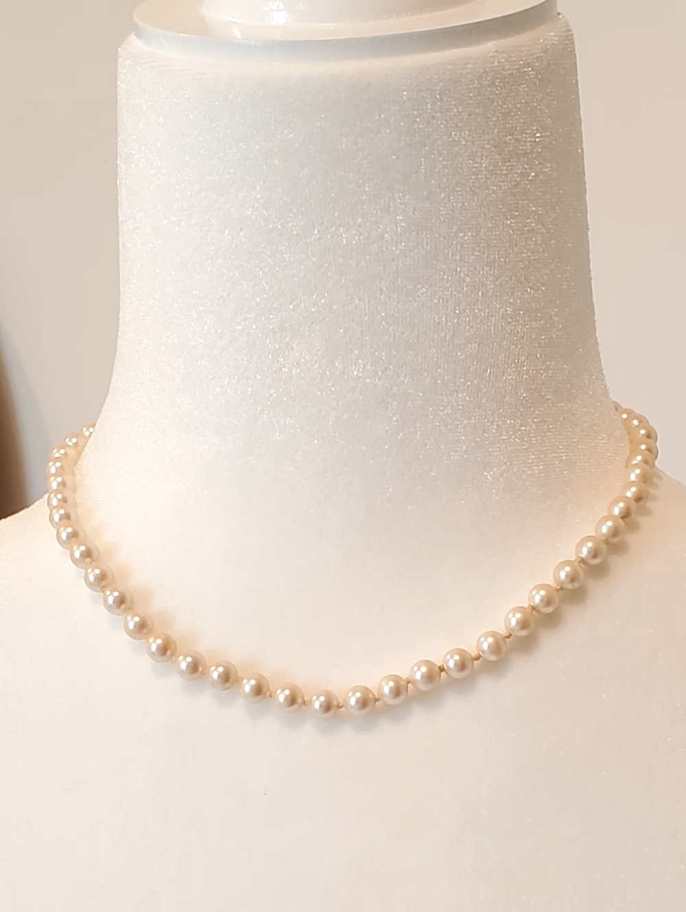 Vintage Monet Faux Pearl 16" Necklace, Gold Tone Signed Clasp, EUC